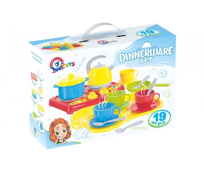 Set de vesela cu miniaragaz, TechnoK, 19 piese, in cutie