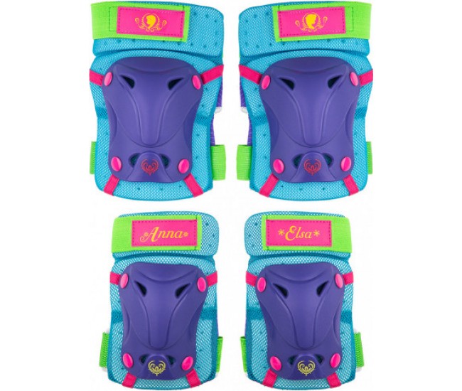 Set protectie diverse sporturi, pentru coate si genunchi, Frozen