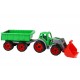 Tractor cu excavator frontal si remorca TechnoK, (3688), verde