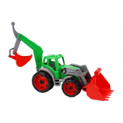 Tractor cu excavator si cupa, TechnoK, (3671) cu brat mobil, verde