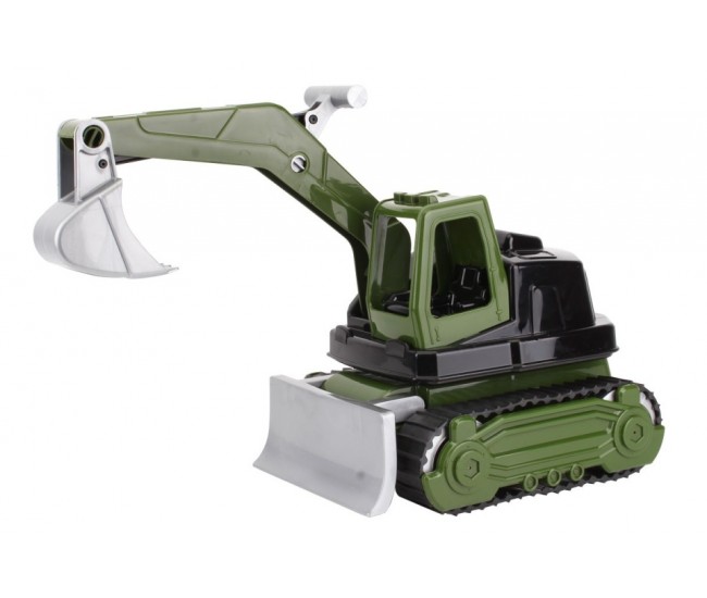 Utilaj de constructie buldozer cu cupa, Technok, verde militar