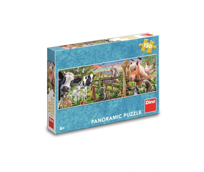 Puzzle panoramic Animale ferma, 150 piese - DINO TOYS