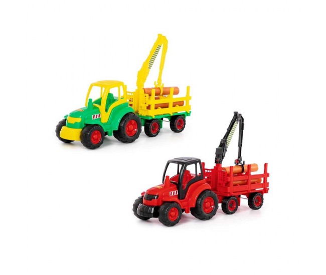 Tractor cu remorca lemne - Champion, 68x22x26 cm, Polesie