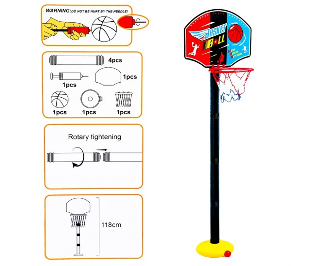 Cos baschet cu suport, H max: 118 cm