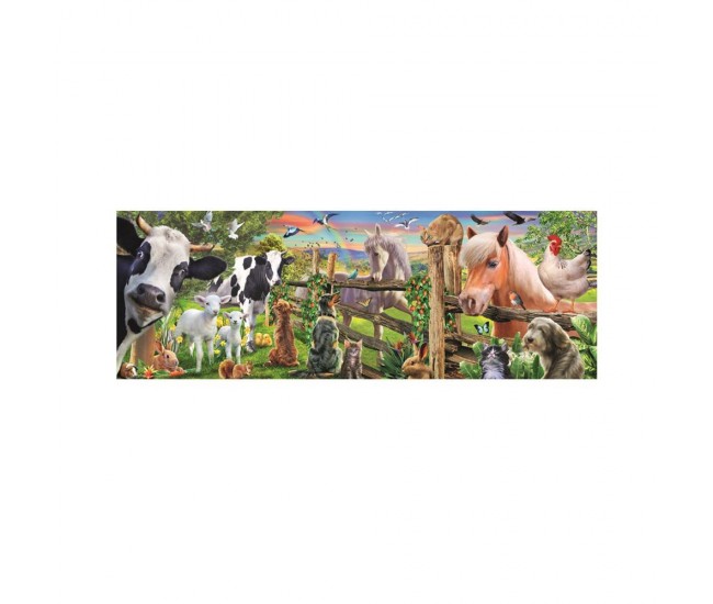 Puzzle panoramic Animale ferma, 150 piese - DINO TOYS