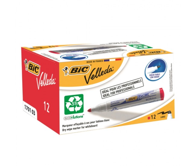 Marker ECO Velleda 1701 rosu 12/cutie - BIC