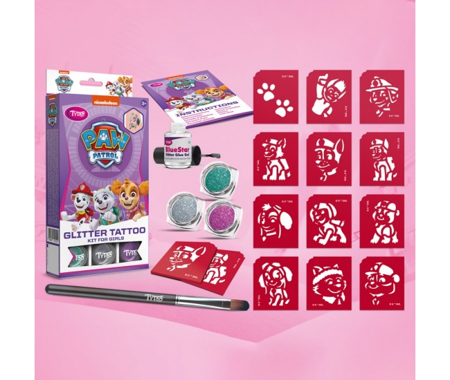 Set tatuaje cu sclipici, Paw Patrol, Fete