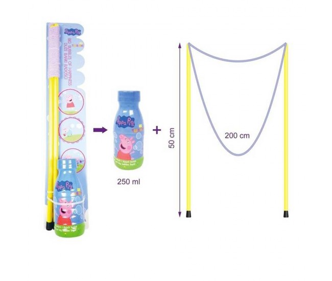 Set bagheta 50cm + solutie pentru baloane de sapun, 250ml, Peppa Pig - TUBAN