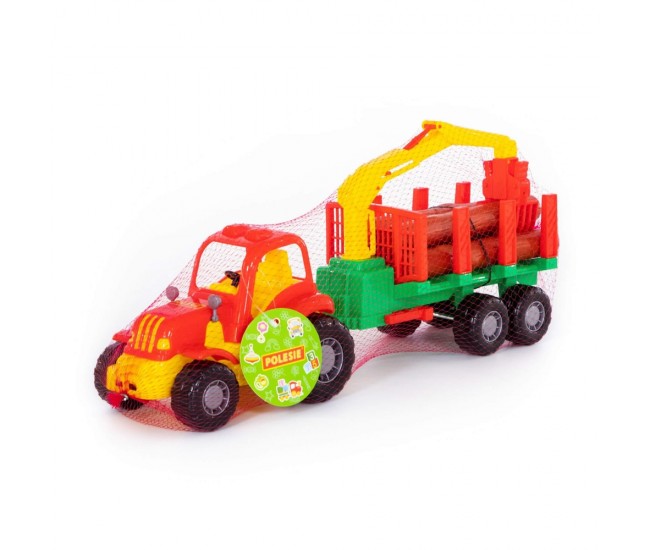 Tractor cu remorca + lemne - Hardy, 47x13x20 cm, Polesie