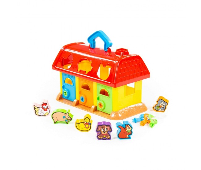 Casuta educativa + forme - My First Farm, 28x15x18cm, Polesie