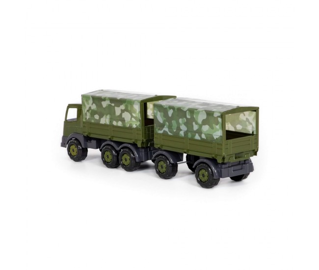 Camion militar cu prelata si remorca - SuperTruck, 71x16x22 cm,