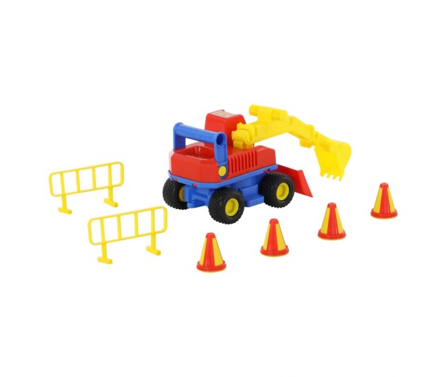 Excavator cu accesorii - ConsTruck, 29x16x16 cm, Wader