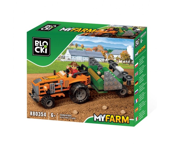 Blocki My Farm, Tractor cu semanatoare, 143 piese