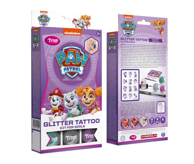 Set tatuaje cu sclipici, Paw Patrol, Fete