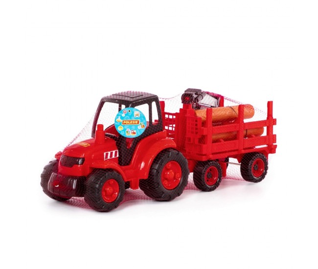 Tractor cu remorca lemne - Champion, 68x22x26 cm, Polesie