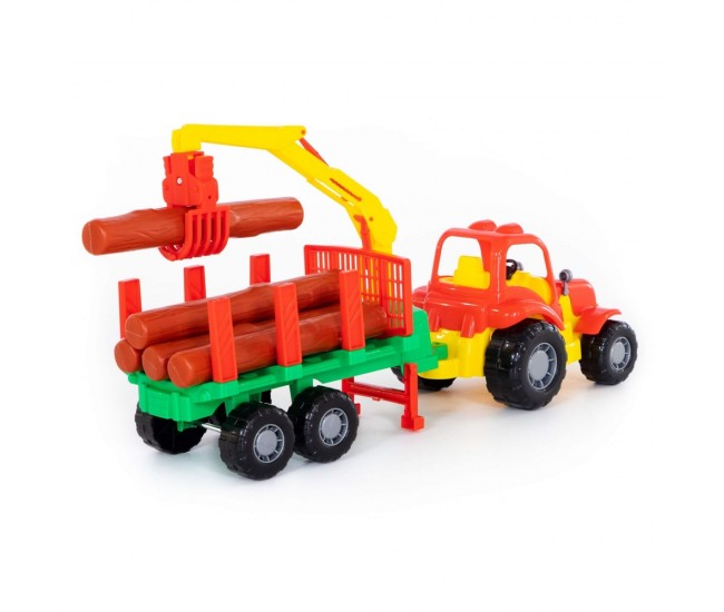 Tractor cu remorca + lemne - Hardy, 47x13x20 cm, Polesie