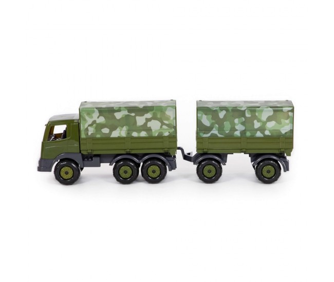 Camion militar cu prelata si remorca - SuperTruck, 71x16x22 cm,