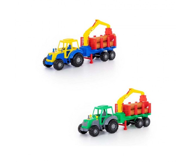 Tractor cu remorca + lemne - Altay, 61x17x25 cm, Polesie