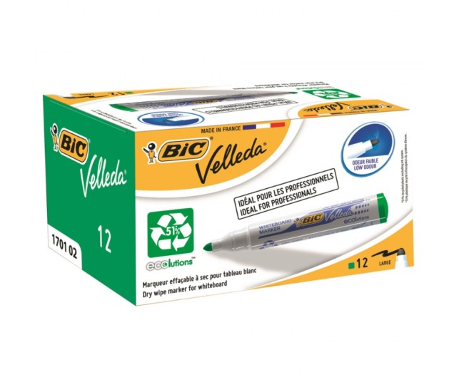 Marker ECO Velleda 1701 verde 12/cutie - BIC