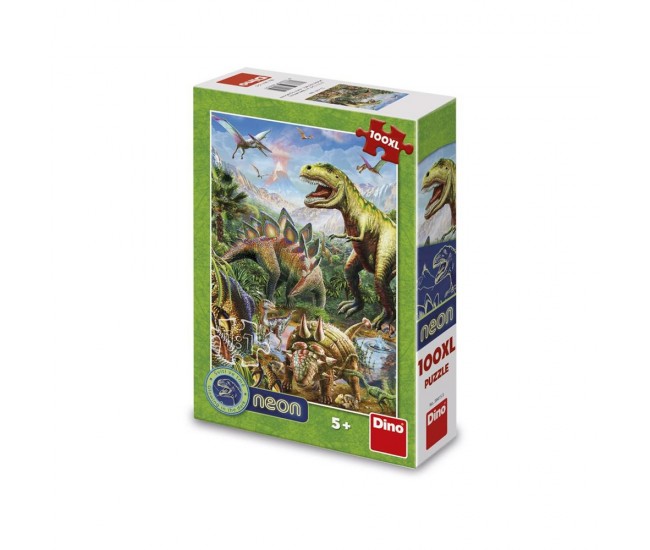 Puzzle neon Dinozauri, 100 piese - DINO TOYS