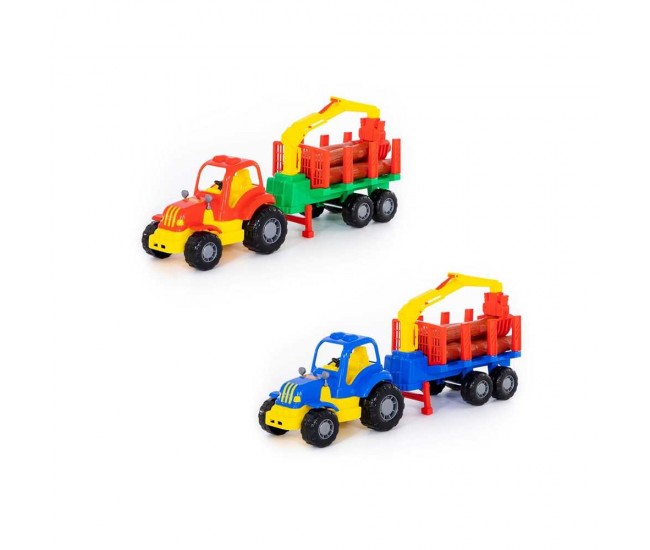 Tractor cu remorca + lemne - Hardy, 47x13x20 cm, Polesie