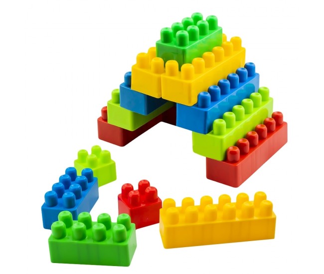 Cuburi constructii, multicolore, 136 piese/ghiozdan - ROBENTOYS