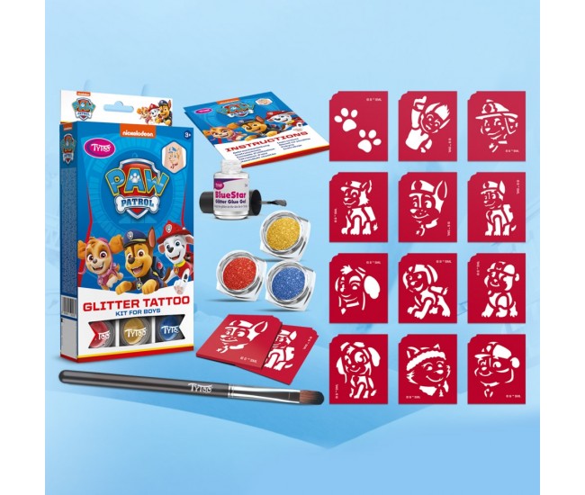 Set tatuaje cu sclipici, Paw Patrol, Baieti