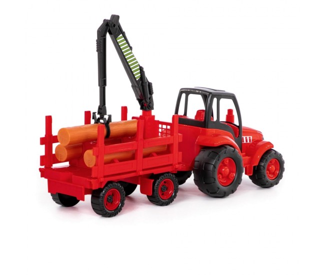 Tractor cu remorca lemne - Champion, 68x22x26 cm, Polesie