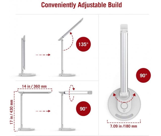 Lampa LED de birou TaoTronics TT-DL043, cu incarcator wireless, control touch, USB, 12W, 410 lm