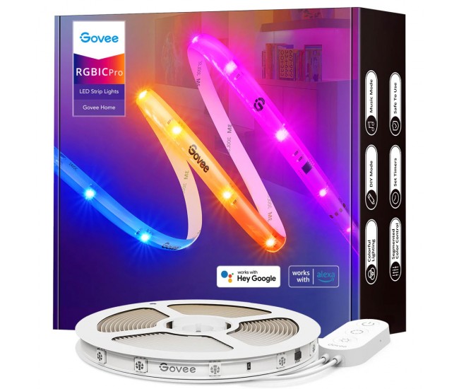 Banda LED Govee RGBIC Pro H619A, 5m, Sincronizare Muzica, Wifi si Bluetooth, Alexa , Google Asistant, strat protector