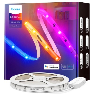 Banda LED Govee RGBIC Pro H619C, 10m, Sincronizare Muzica, Wifi si Bluetooth, Alexa , Google Asistant, strat protector