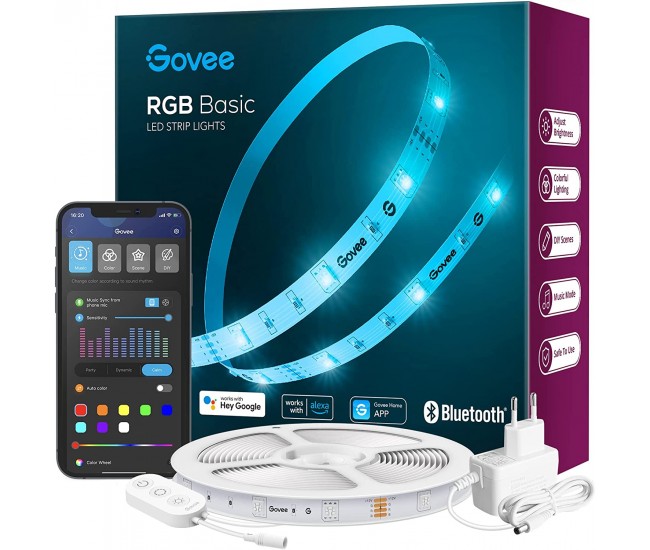 Banda LED Govee H615A RGB, 5m, Sincronizare Muzica, Wifi si Bluetooth, Alexa , Google Asistant