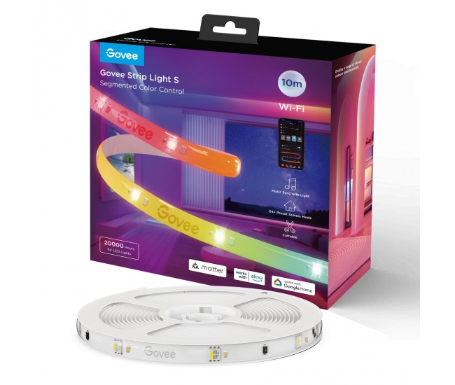 Banda LED Govee H612C RGBICW, 10m, Sincronizare Muzica, Wifi, Bluetooth, Matter, Alexa , Google Asistant