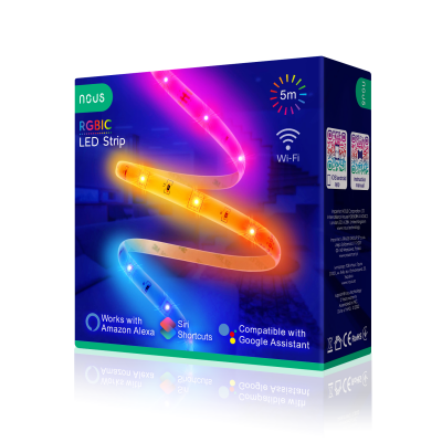 Banda LED Nous Wifi RGBIC F4, 5m, Smart, Sincronizare Muzica