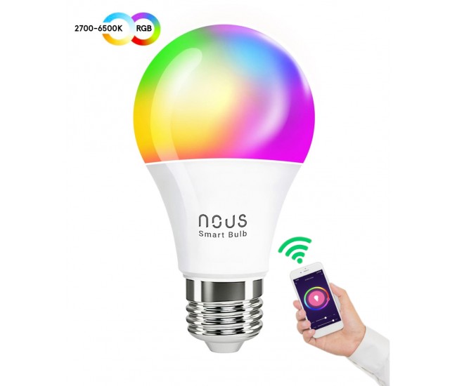 Bec LED RGB Smart NOUS P3, E27, Control din aplicatie