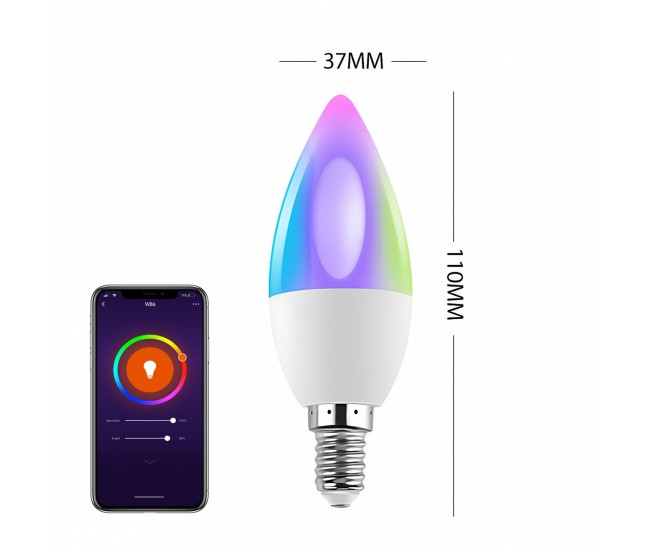 Bec LED RGB Smart Gosund WB6, RGB+CW, 5W, E14, Control din aplicatie