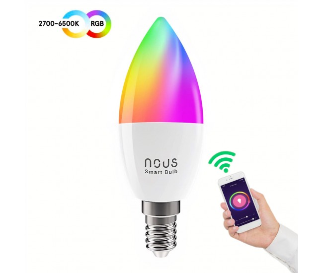 Bec LED RGB Smart NOUS P4, E14, Control din aplicatie