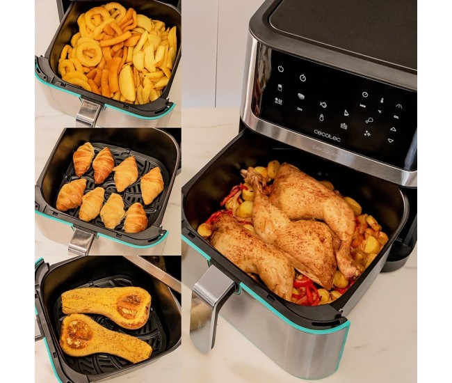 Friteuza cu aer cald fara ulei Cecotec Cecofry Supreme 8000, Air Fryer, 1800W, 8L, Control tactil, 10 Programe Presetate