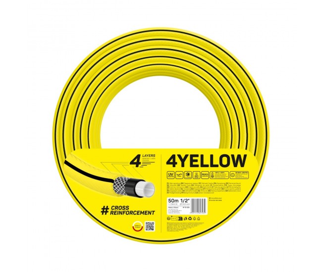 Furtun pentru gradina Cellfast 4YELLOW 1 2  , 50m, 4 straturi, protectie UV, antirasucire