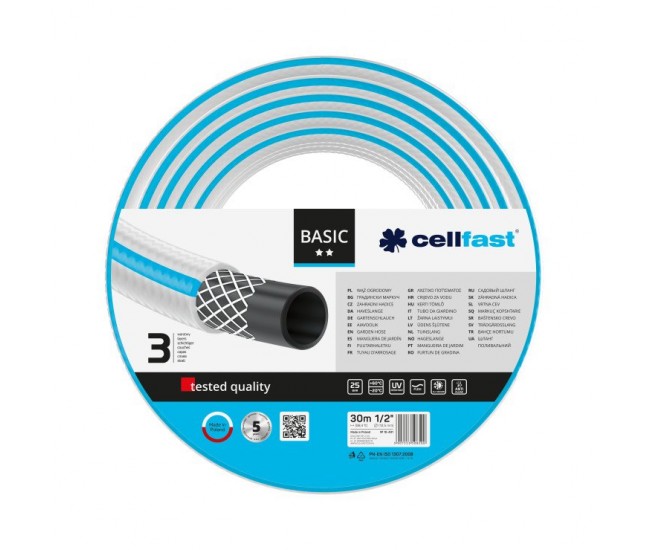 Furtun pentru gradina Cellfast BASIC cu 3 straturi, 1 2  , Armat, 30m, protectie UV