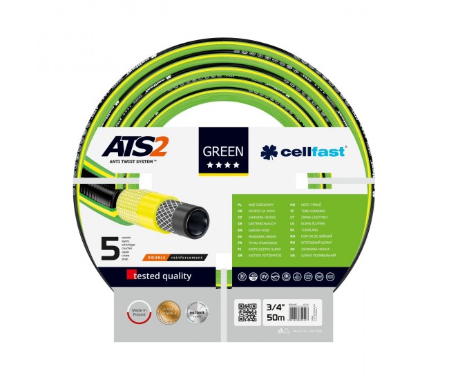 Furtun pentru gradina Cellfast GREEN cu 5 straturi, 3 4  , Armat, 50m, protectie UV, antirasucire