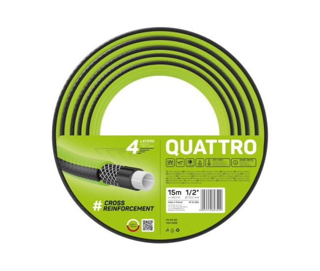 Furtun pentru gradina Cellfast QUATTRO cu 4 straturi, 1 2  ,  Armat, 15m, protectie UV