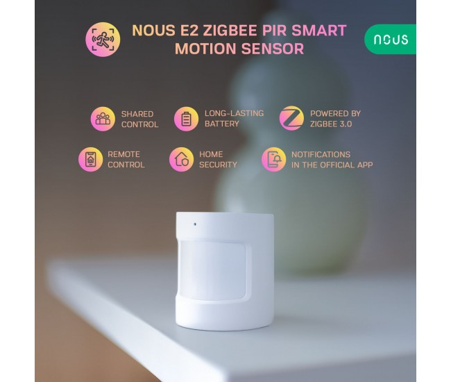 Senzor Smart de Miscare PIR NOUS E2, ZigBee