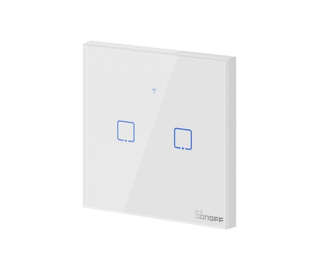 Intrerupator Smart  cu Touch Wifi + RF 433 Sonoff T1 EU TX, 2 canale