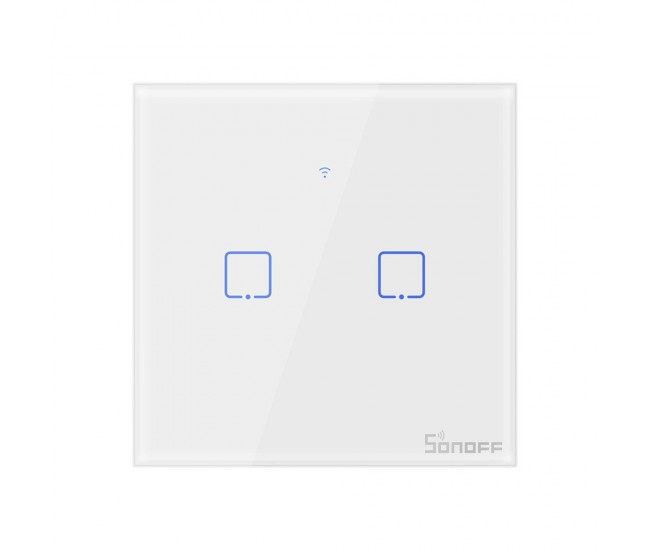 Intrerupator Smart  cu Touch Wifi + RF 433 Sonoff T1 EU TX, 2 canale