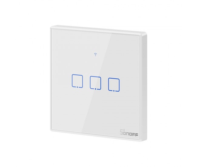 Intrerupator Smart  cu Touch WiFi + RF 433 Sonoff T2 EU TX, (3 canale)