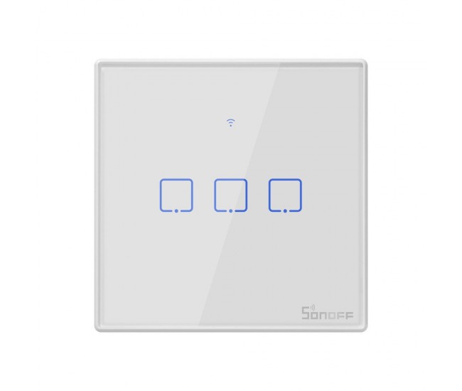 Intrerupator Smart  cu Touch WiFi + RF 433 Sonoff T2 EU TX, (3 canale)