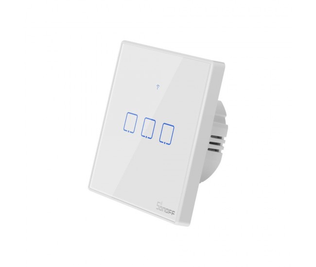 Intrerupator Smart  cu Touch WiFi + RF 433 Sonoff T2 EU TX, (3 canale)