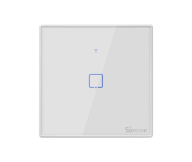 Intrerupator Smart  cu Touch WiFi + RF 433 Sonoff T2EU1C TX, (1 canal)