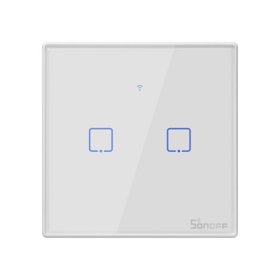 Intrerupator Smart  cu Touch WiFi + RF 433 Sonoff T2 EU TX, (2 canale)